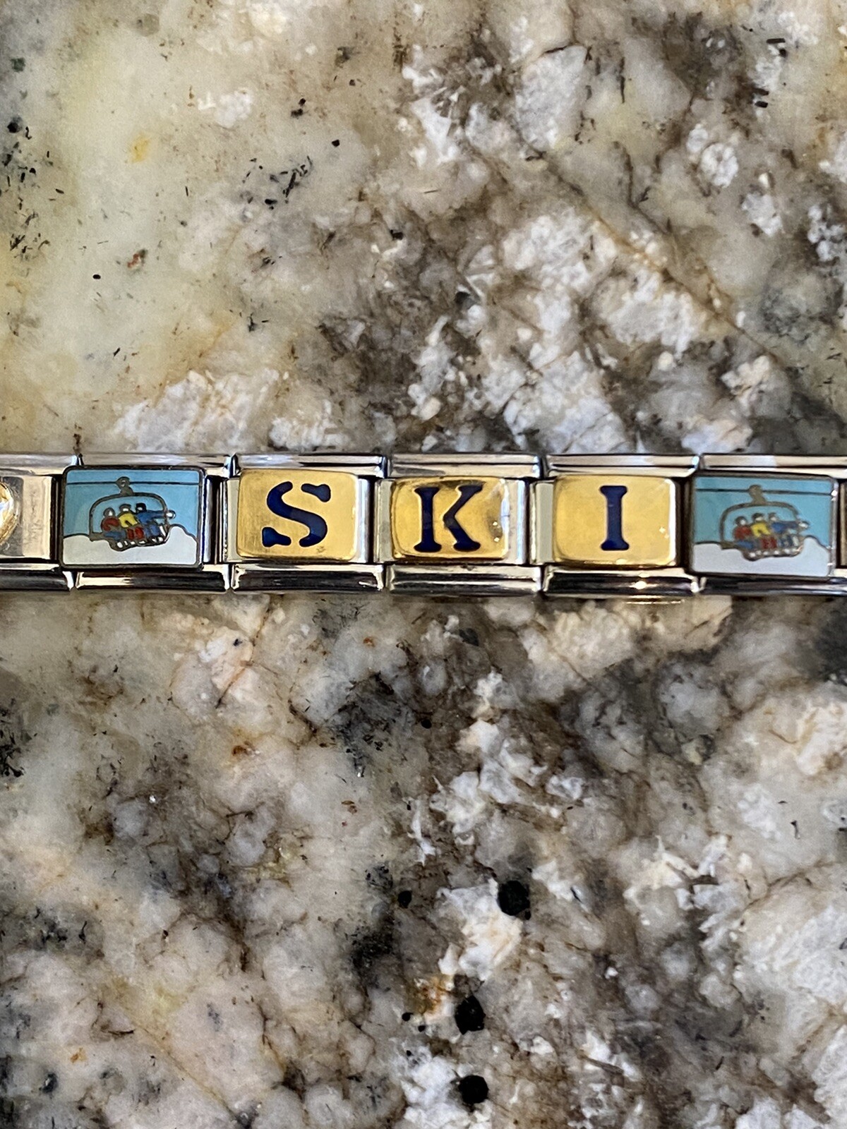 18 Charm Skiing / Mountains / Trees Italian Charm Bracelet New
