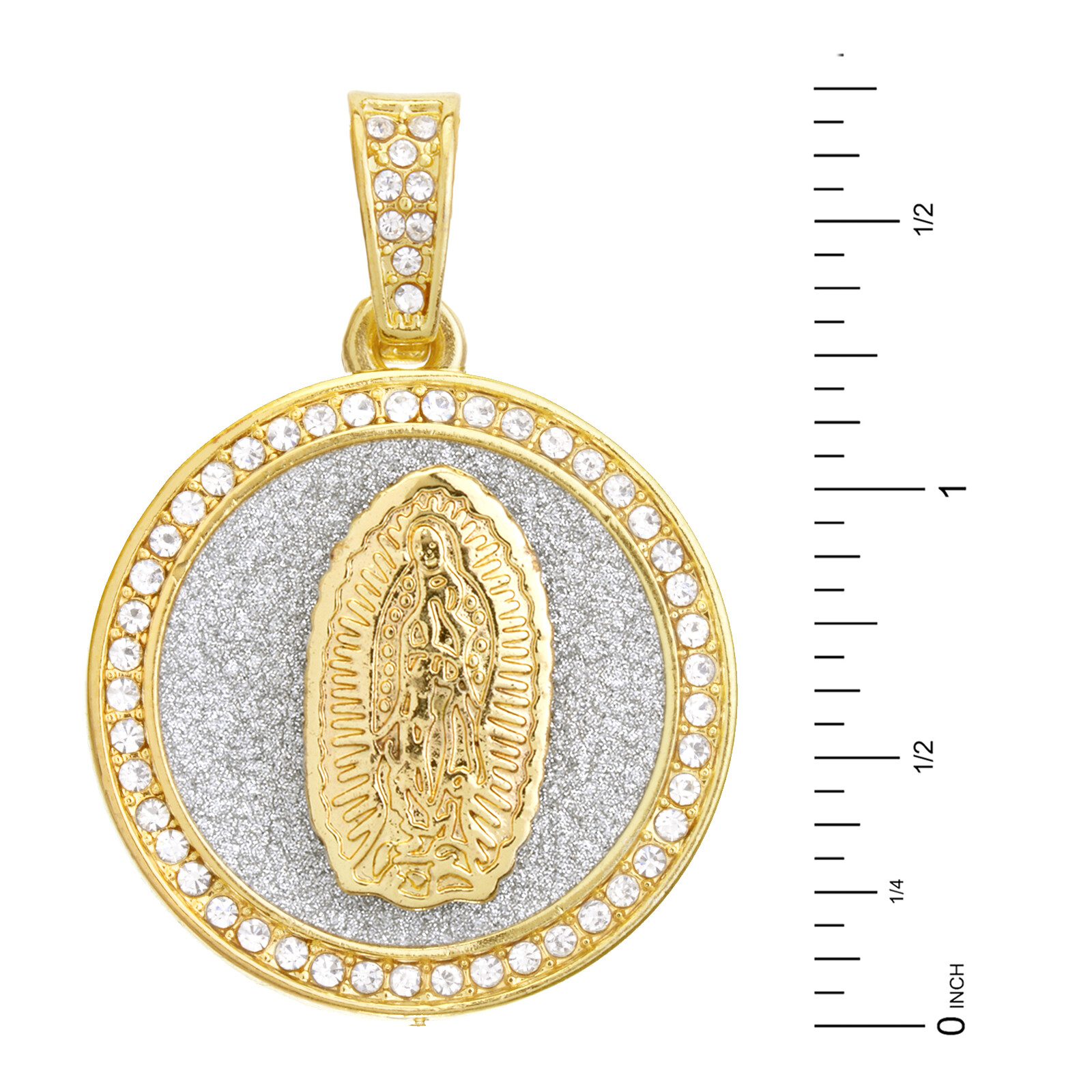 Men’s Gold Tone Mary Guadalupe Pendant 20″ Miami Cuban Chain Necklace MCP 116 G