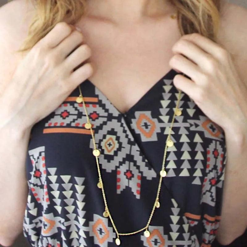 Bohemia Gold Tassel Sequins Necklace Women 2026 Trendy Fashion Jewelry
