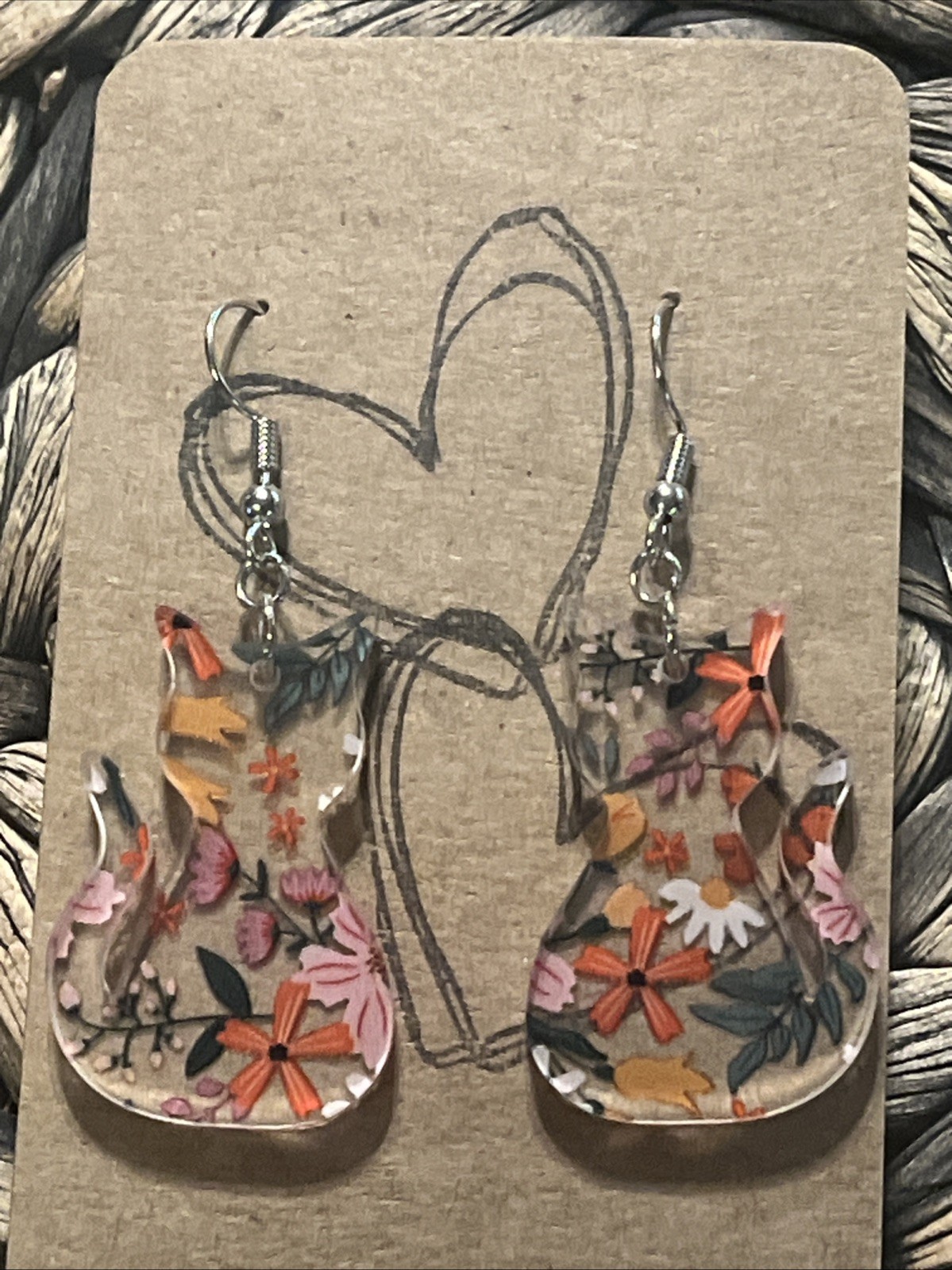 Clear Floral Cat Earrings NEW