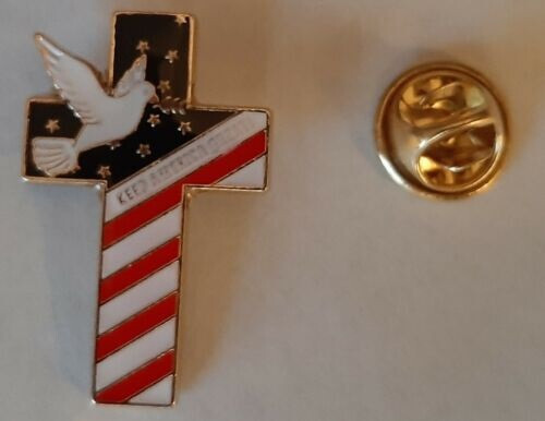 TRUMP 2024 KEEP AMERICA GREAT CROSS WITH DOVE USA FLAG CHRISTIAN LAPEL PIN