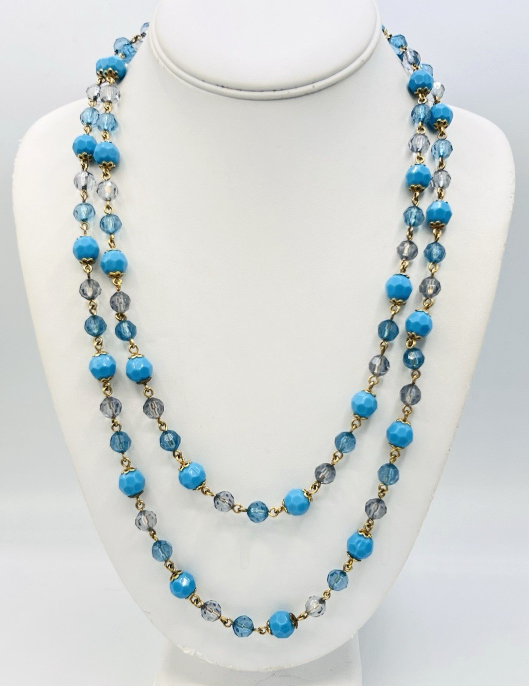 Joan Rivers Blue Beaded Flapper Necklace 48 in