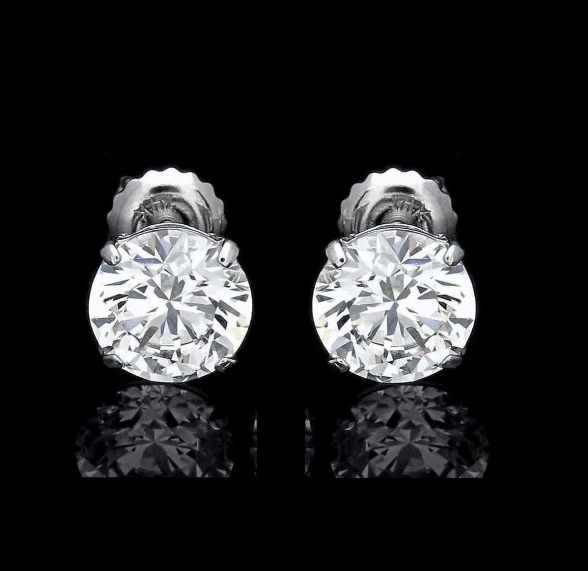 6.00 CT ROUND CUT VVS1/D LAB CREATED EARRINGS 14K WHITE GOLD SCREW-BACK 9MM