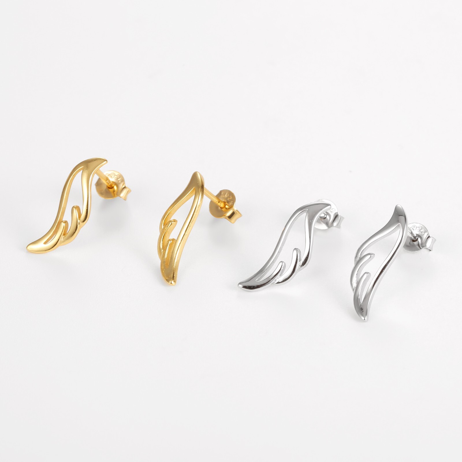925 sterling silver angel wing stud earrings, small dainty earring, gift for her