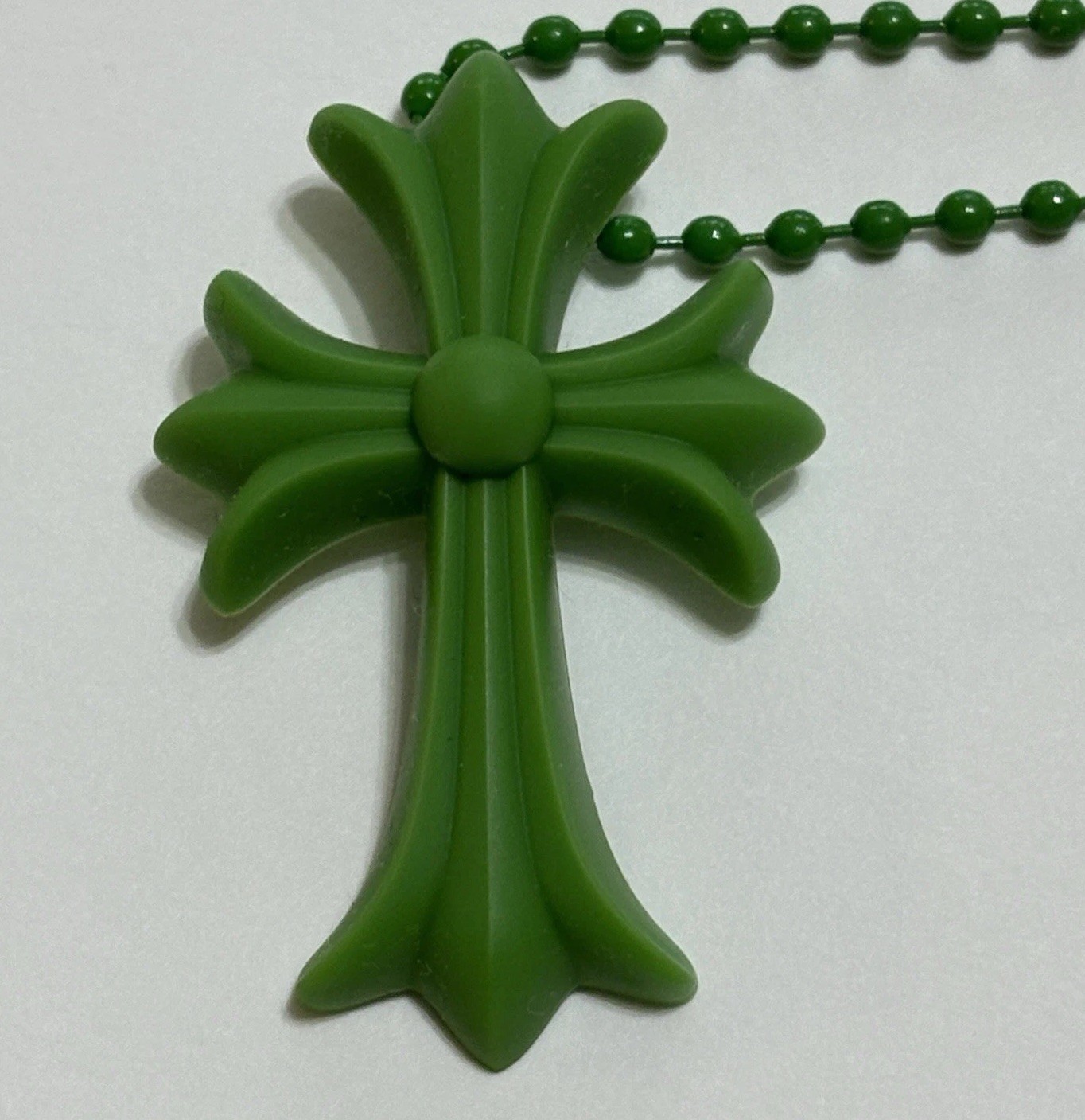 Chrome Hearts Pendant Cross Green Silicone Necklace 100% Authentic Brand New
