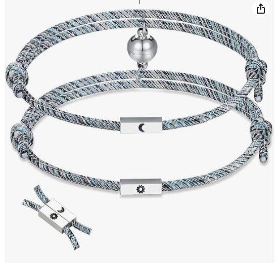 2pcs Magnetic His and Hers Couple Bracelet Love Distance Braided Rope Bracelet