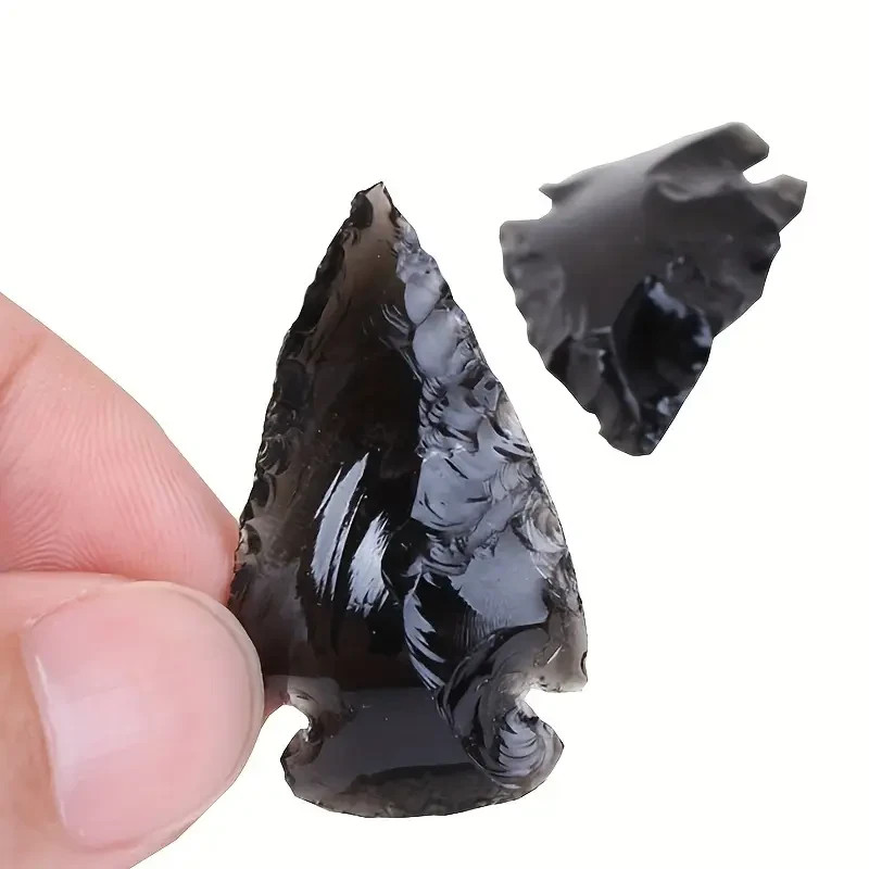 3pcs Obsidian Arrow Shaped Natural Raw Stone Handmade DIY Pendant Necklace