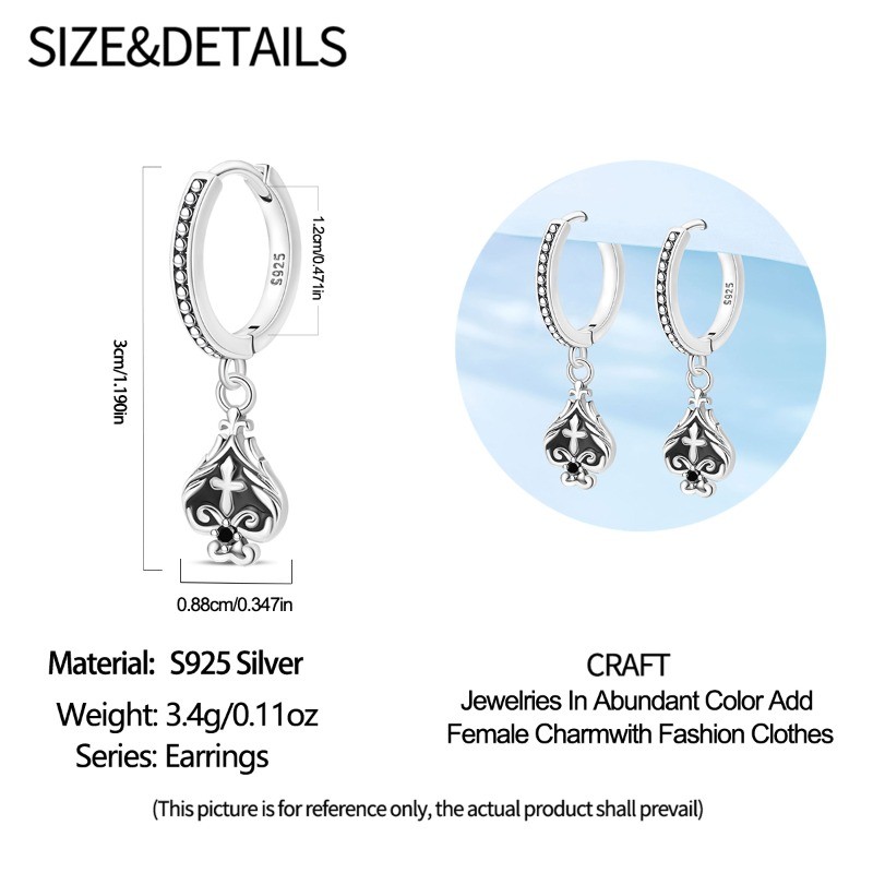 PANDACH 925 Sterling Silver Poker Spade Earrings for Women Funny Dangle Earrings