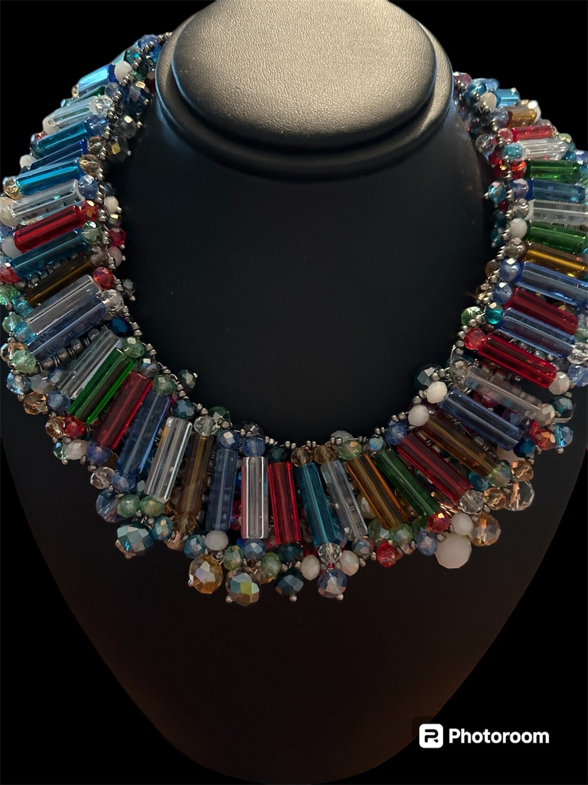 Beaded Multicolor Choker Necklace Multi Color Stunning Special Occasion Unique