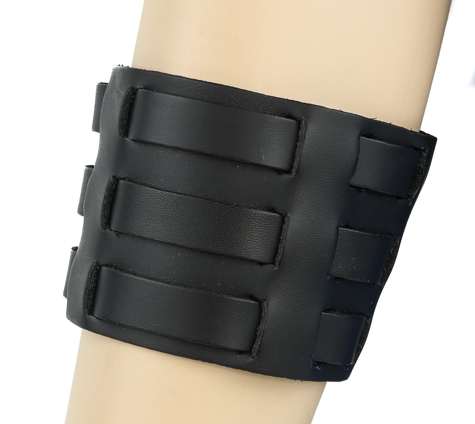 Three Strap Genuine Leather Watchband Bracelet Punk Goth Rock Metal Classic