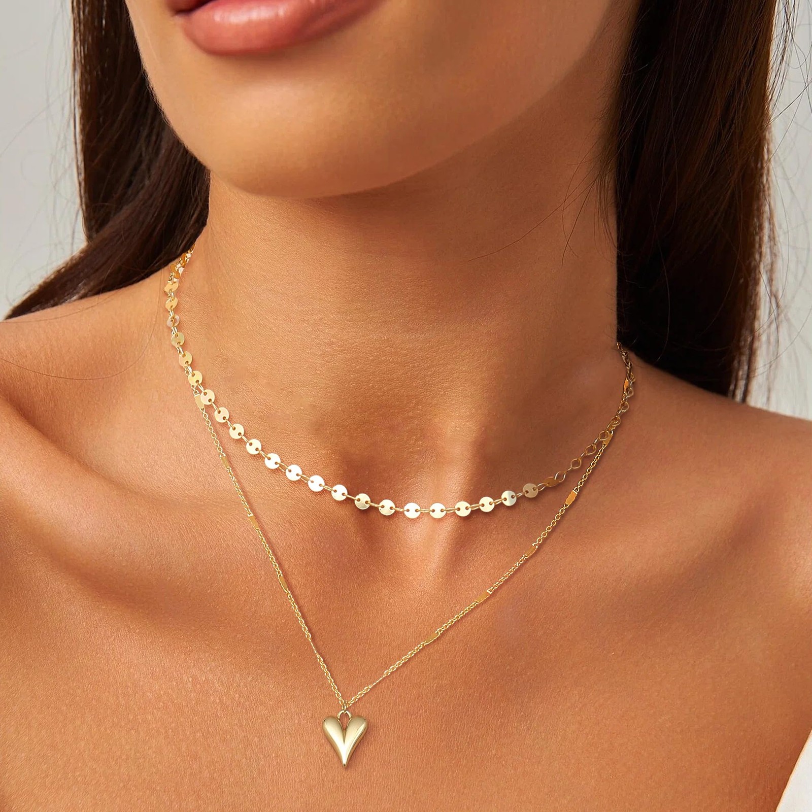 Dochais Layered Gold Chain Necklaces for Women Dainty Choker Charm Necklace S…