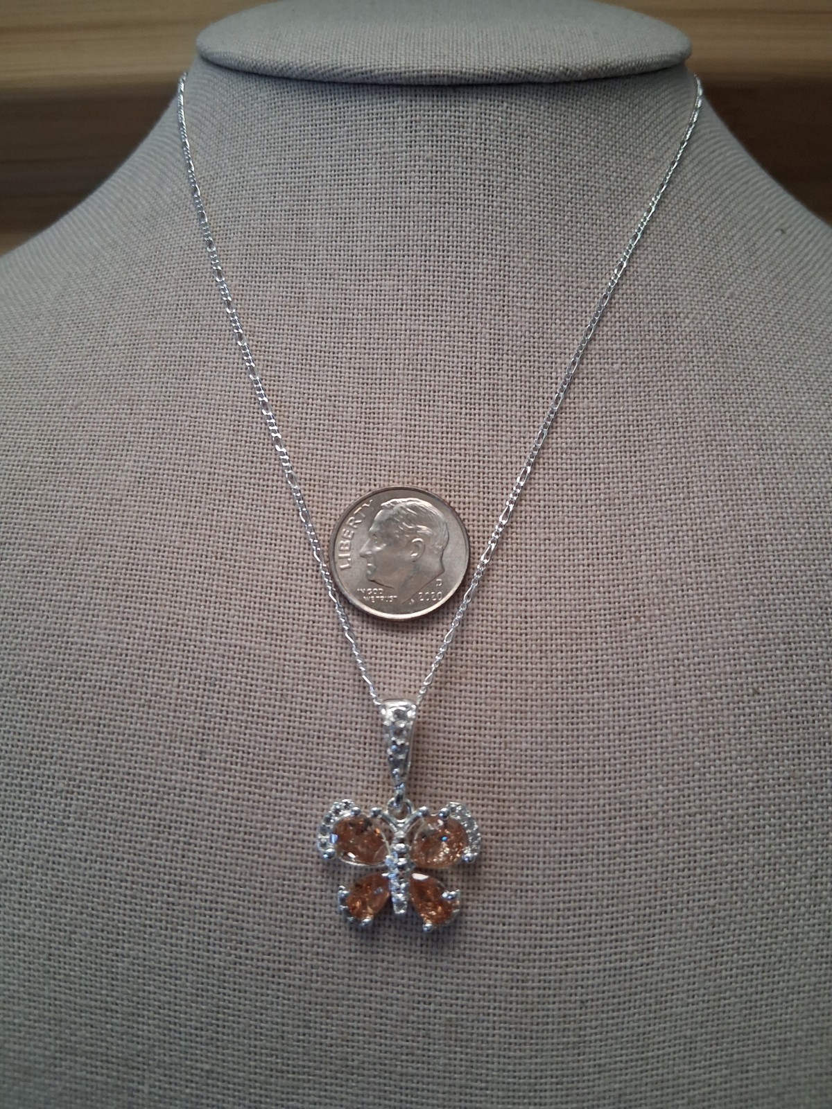 cadena y dije mariposa plata 925 16″ de larga
