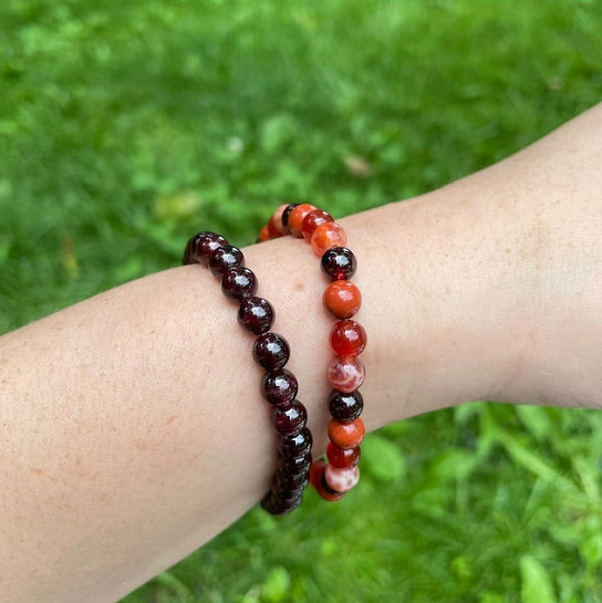 Handmade Natural Garnet Elastic Stretch Bracelet – 5mm Crystal Gemstone Bead