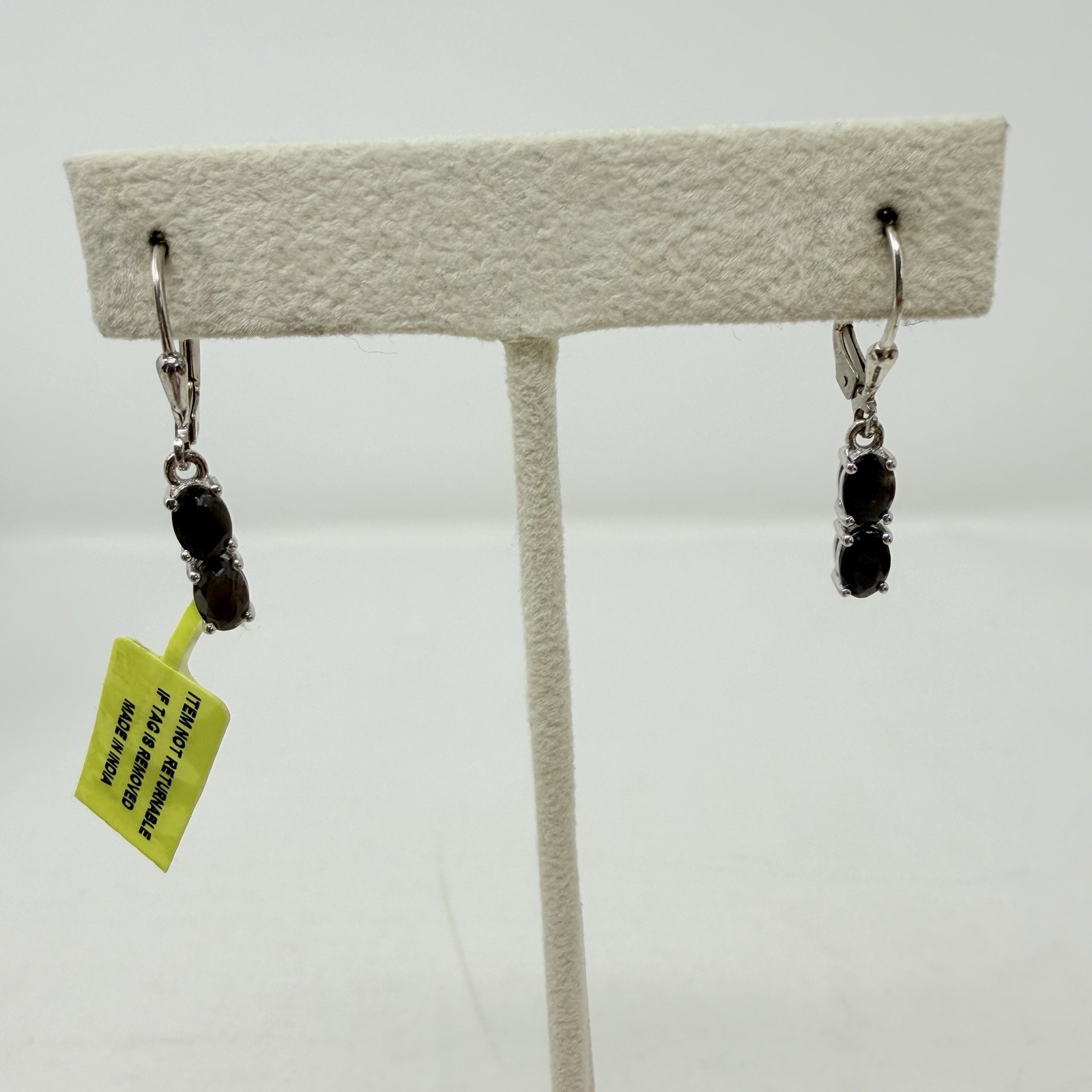 Shop LC Natural Silver Sapphire Sterling Silver Lever Back Dangle Earrings 5495