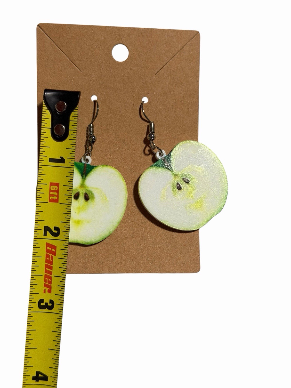 NEW Novelty Fashion EARRINGS apple slice fruit food