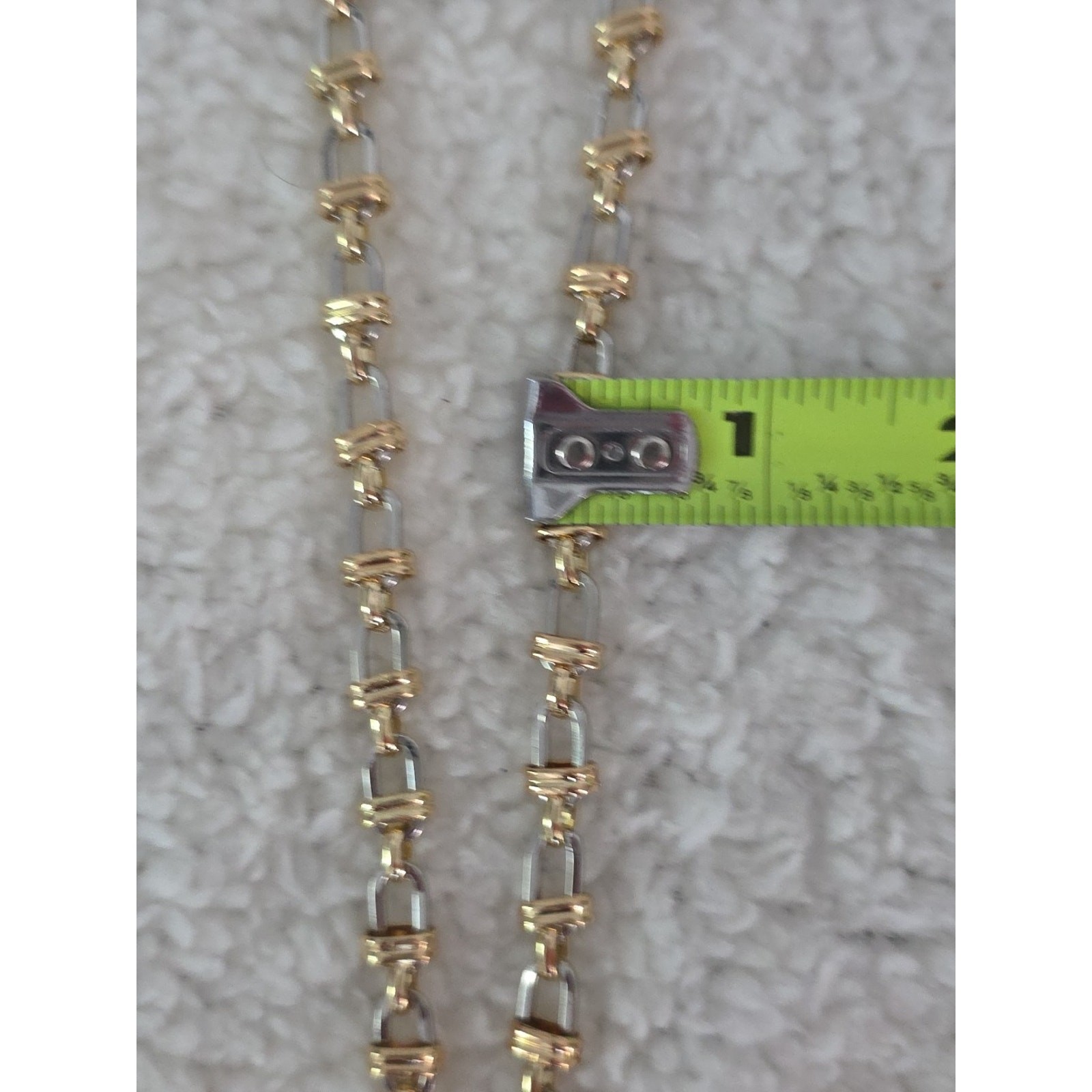 Two Tone Fancy Link Chain Necklace White Gold Dipped Mixed Metals 18″+1 NWT