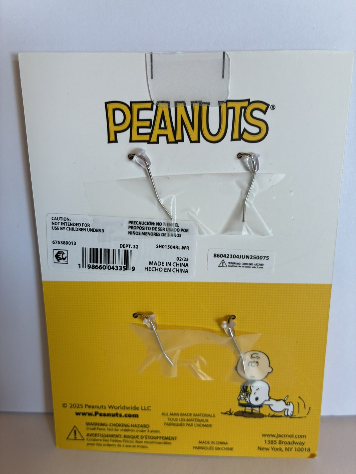 PEANUTS Snoopy Woodstock Dangle Sparkle Earrings 2025 NEW 2 Pair SENSITIVE EARS