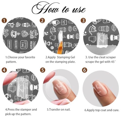 3pcs Theme Nail Stamping Plates Bakery Dessert Nail Art Stencils Beans Coffee