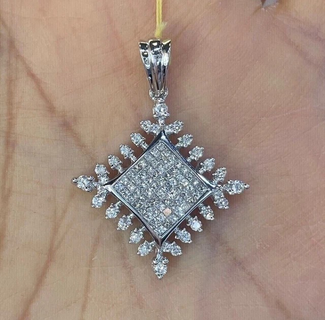 Round Cut Simulated Diamond Women’s Stunning Fancy Pendant 14K White Gold Plated