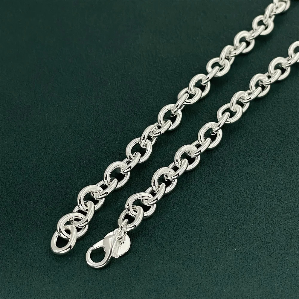 925 Sterling Silver Necklace Thick Chain Lobster Clasp 40-75cm Women Jewelry
