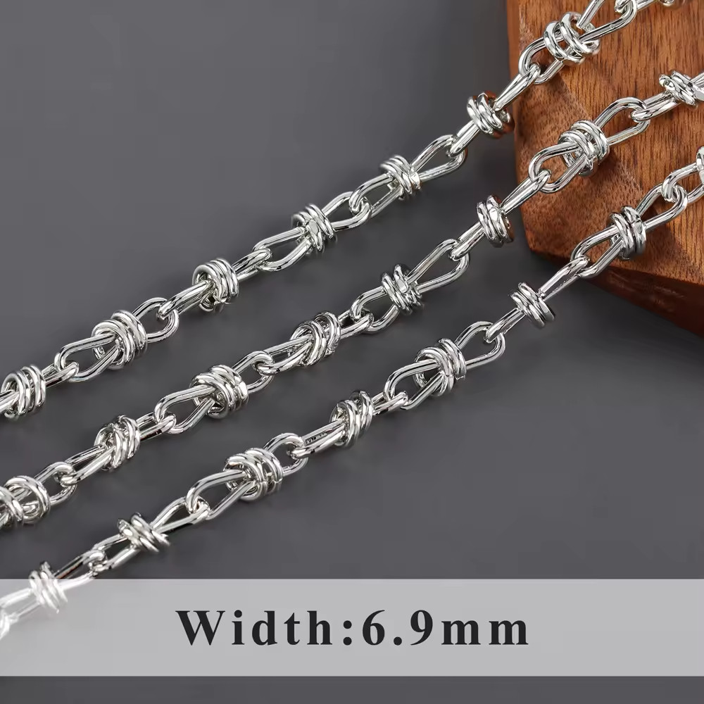 Silver Rhodium Plated Figure 8 Chain Necklace 6.9mm 24″ High Quality RC21904-24