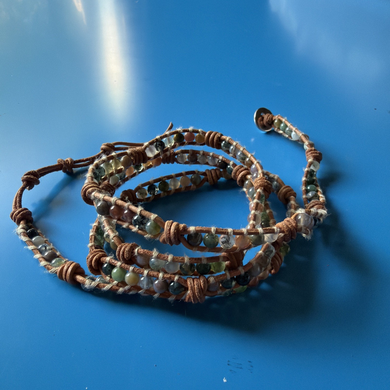 Beaded Wrap Bracelet Boho Natural Beach 36”
