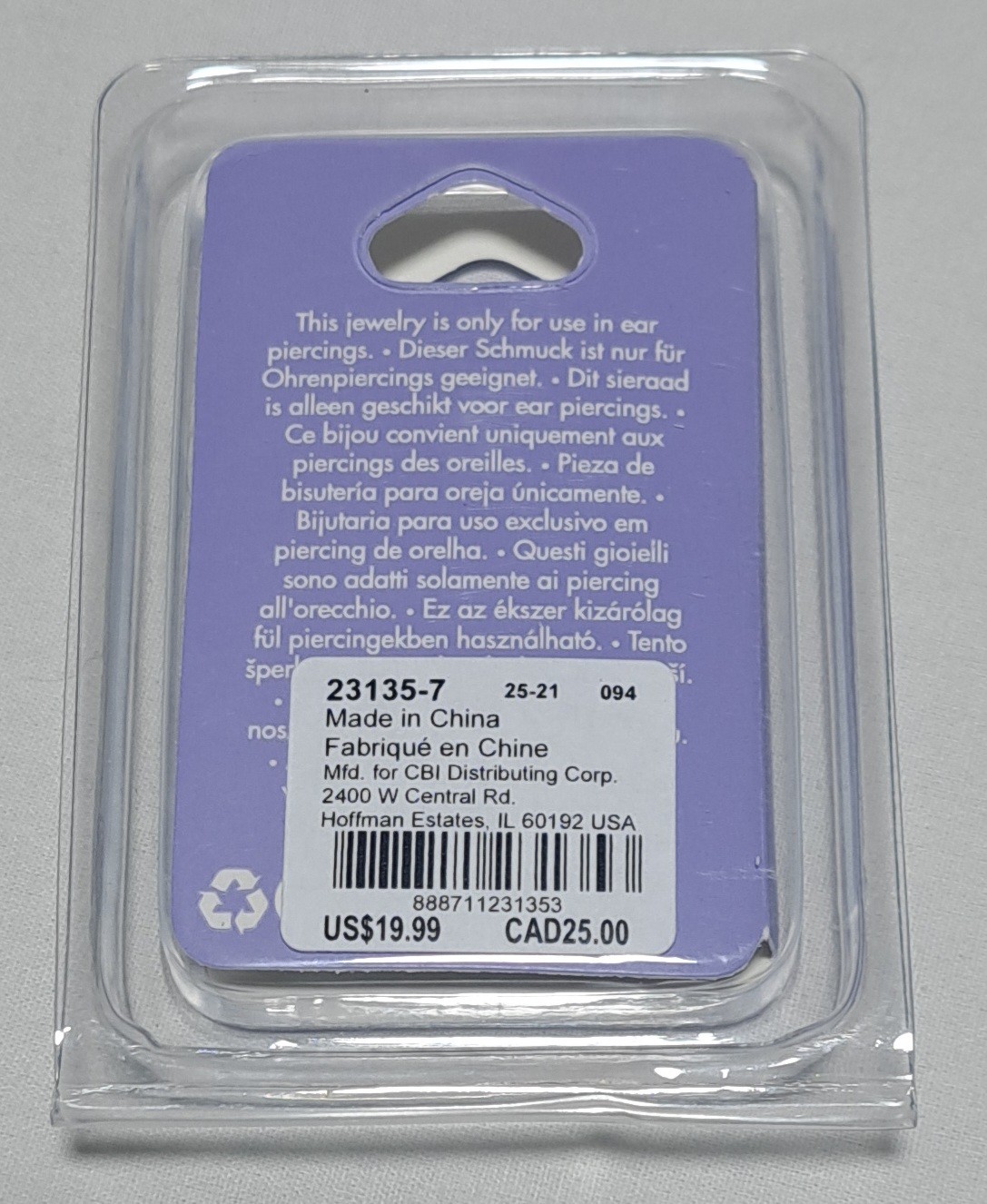 Claires Stud Earrings Set Of 3 18G 1.0mm Stainless Steel Cubic Zarconia NEW