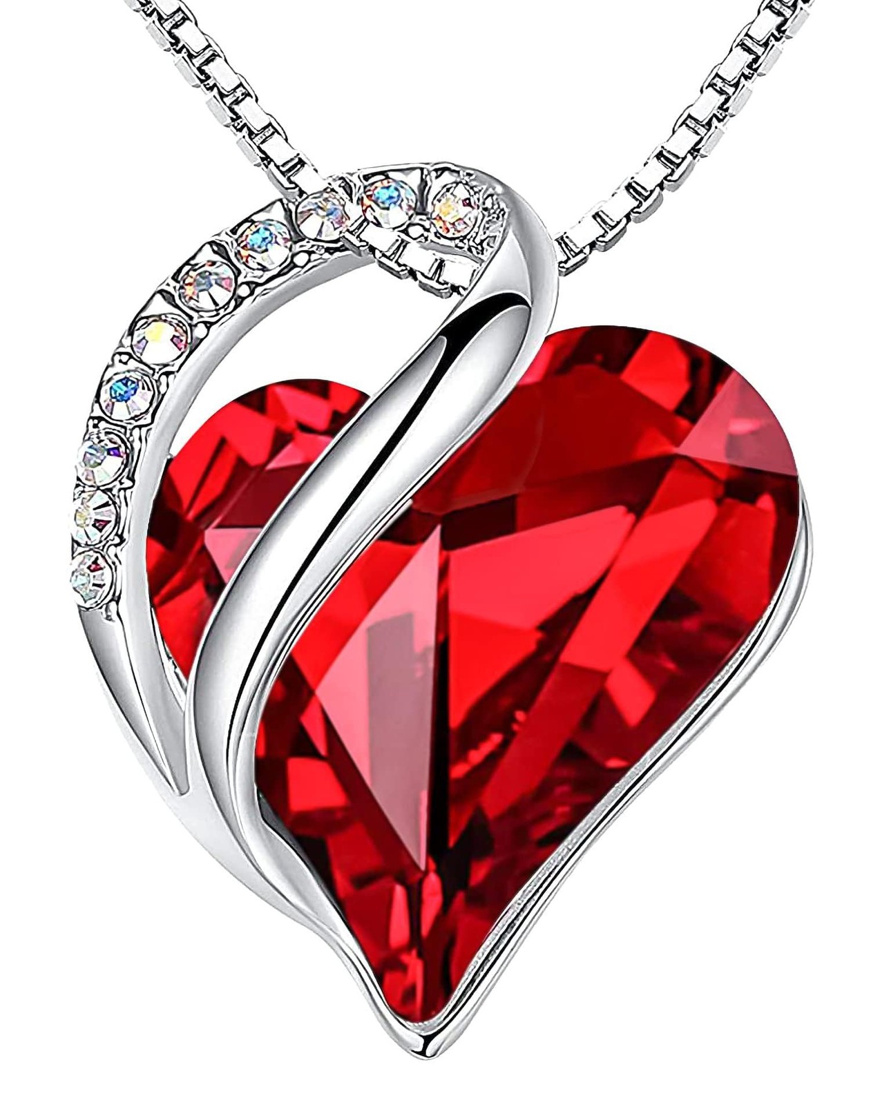 Gift Necklaces for Women, Infinity Love Birthstone Heart Pendant, Ruby Garnet…