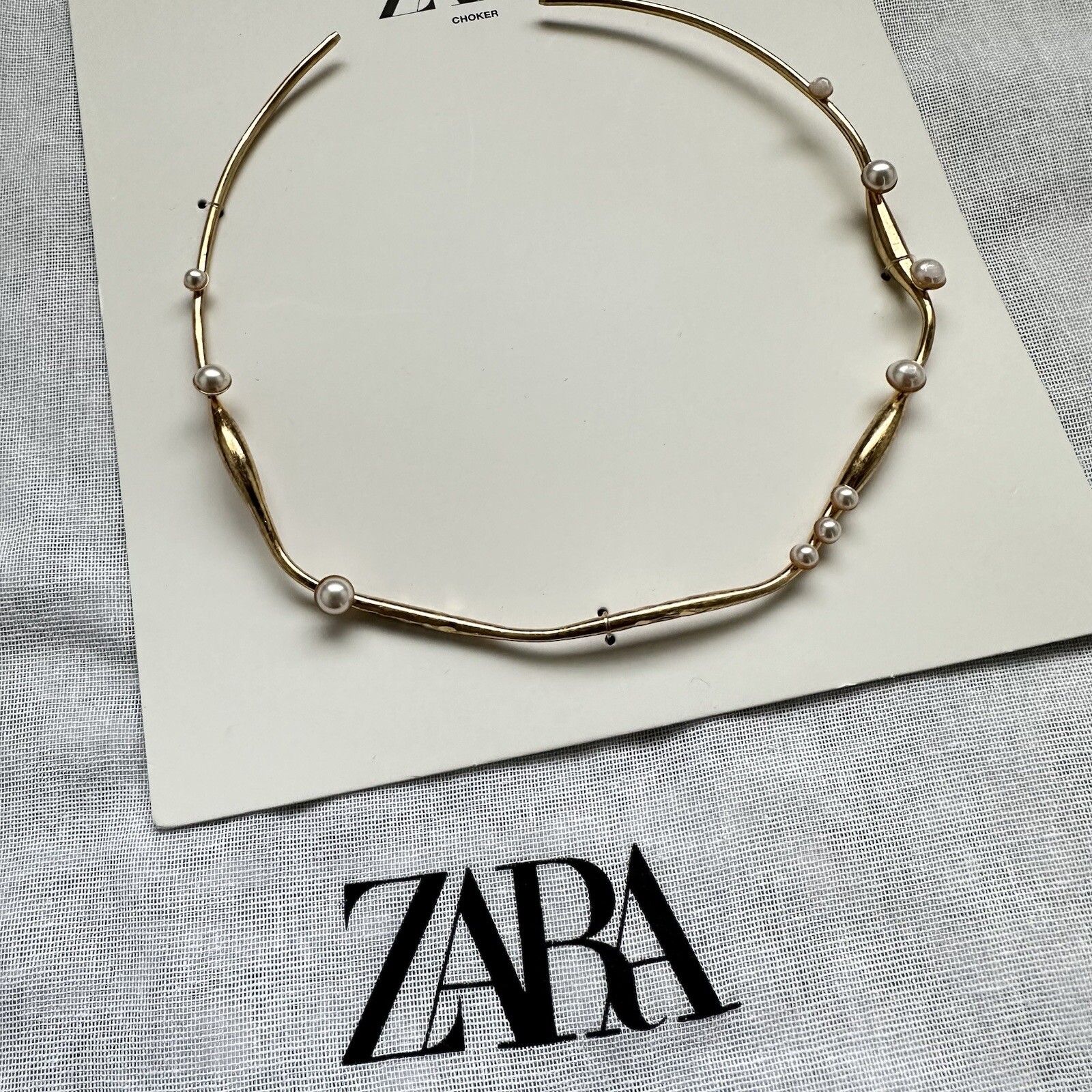 New Zara Mini Pearl Bead Golden Choker Necklace 4548/273