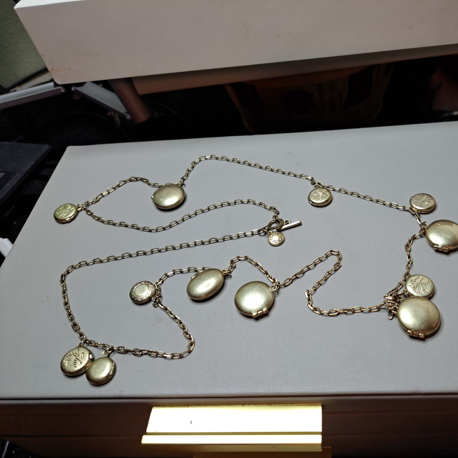J CREW GOLD-PLATED LOCKETS NECKLACE☆30″ LENGTH☆BAG