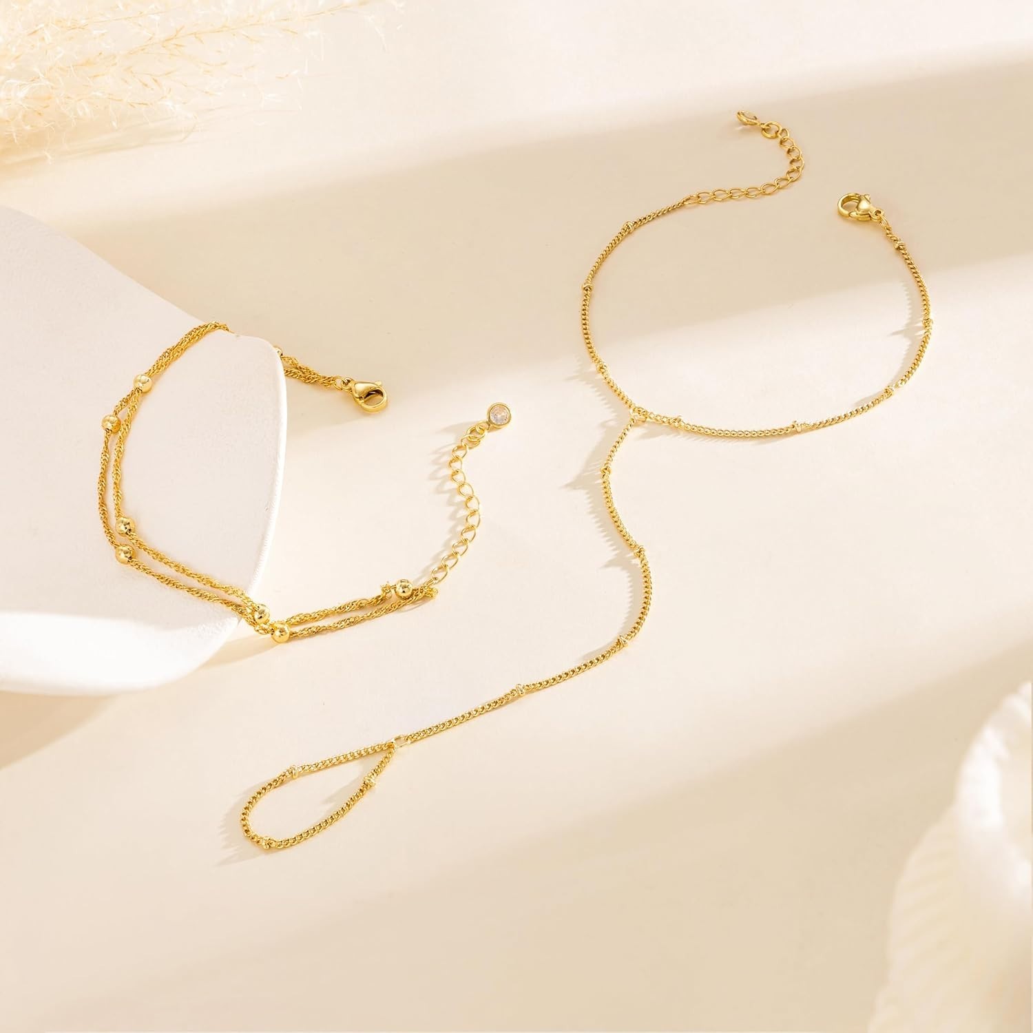 Tarnish-Free 14K Gold and Cubic Zirconia Bracelet Set for Everyday Elegance