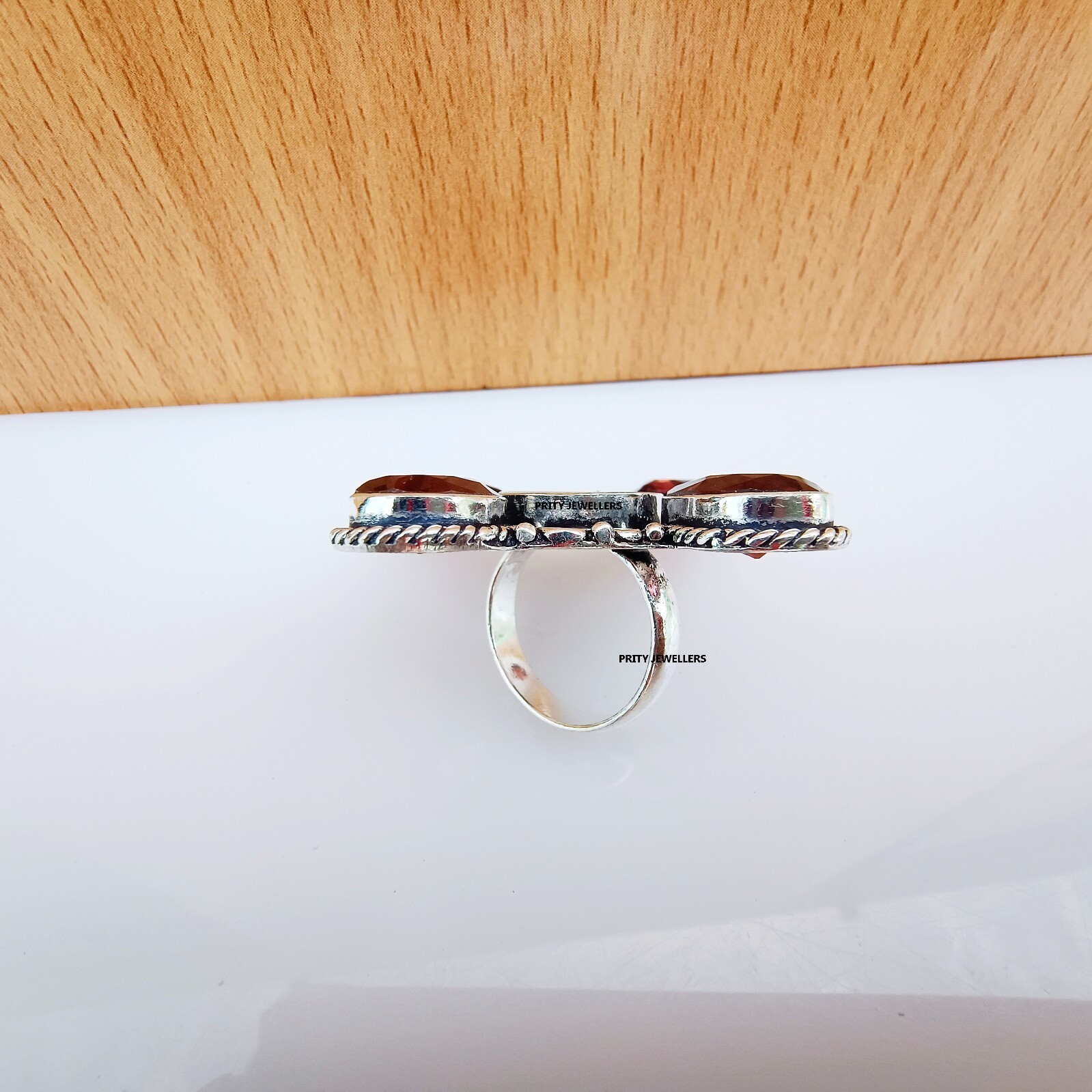 Natural Shiva Eye With Pink Tourmaline Silver Plated Ring, All Size Available
