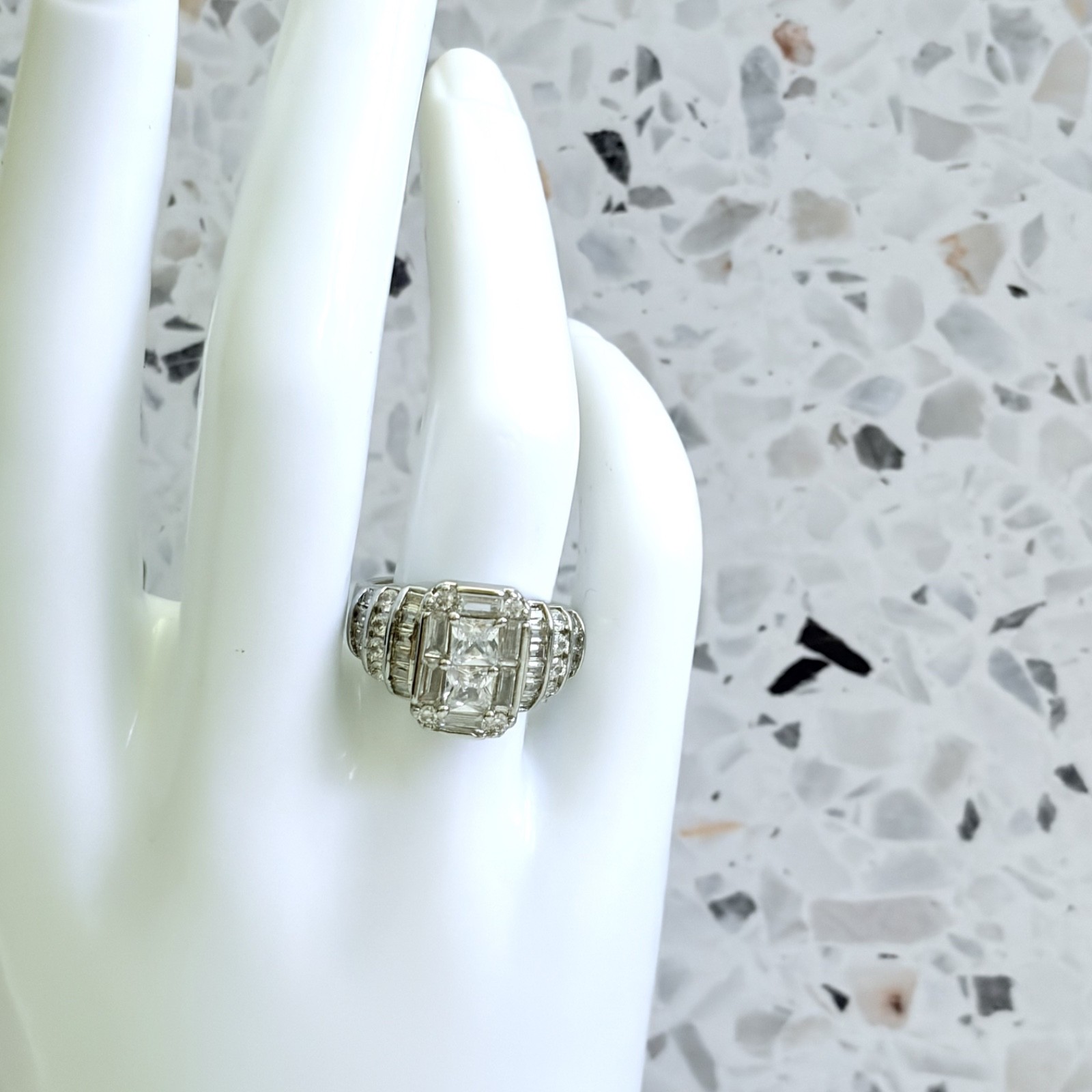2.15 CT Princess Cut Sapphire 14k Gold 925 Sterling Cocktail Women’s Ring