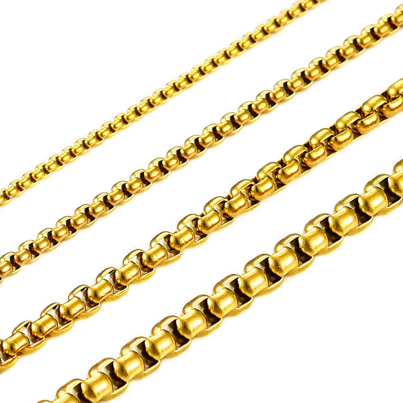 Gold Color Box Chains Necklaces Men Women Fashion Stainless Steel Metal Necklace