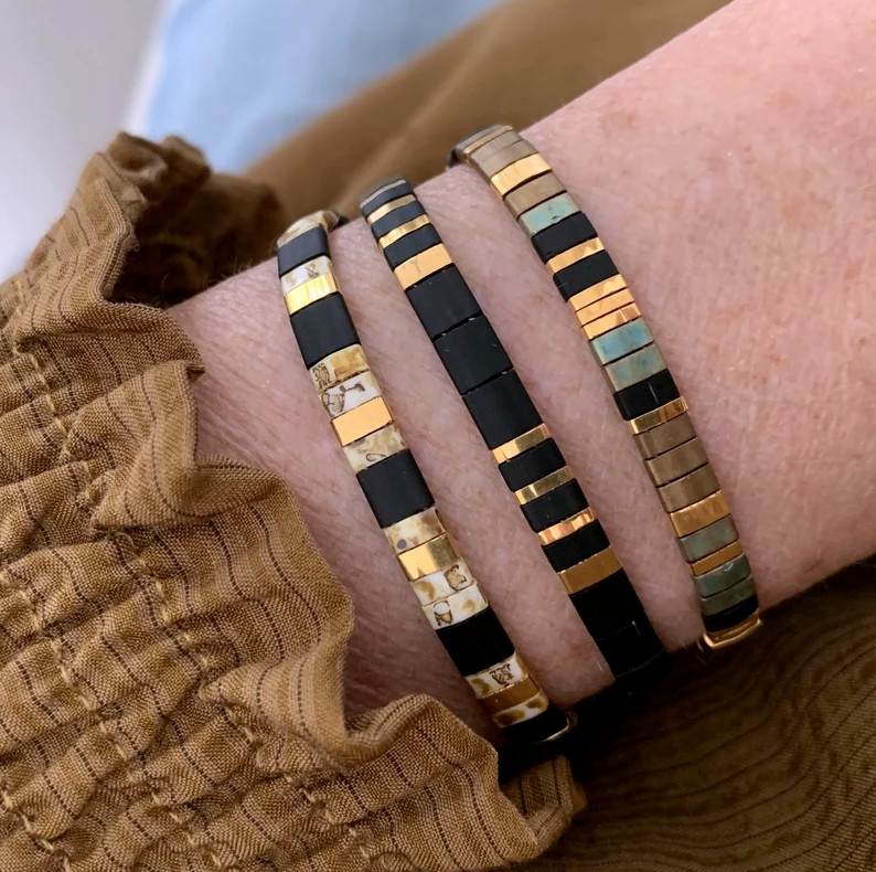 Handmade Miyuki Tila 14k Gold Plated Boho Reiki Adjustable Women’s Bracelet Gift