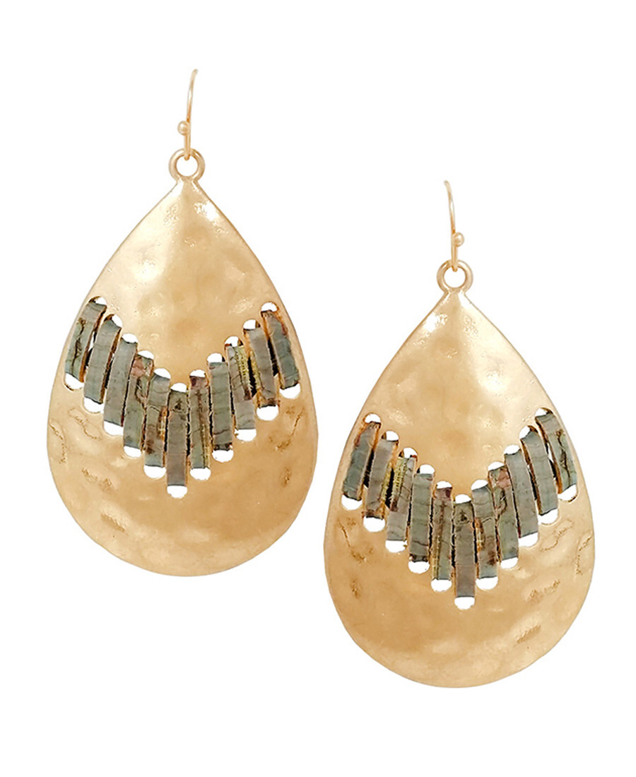 Cork Center and Metal Teardrop Earrings for Women