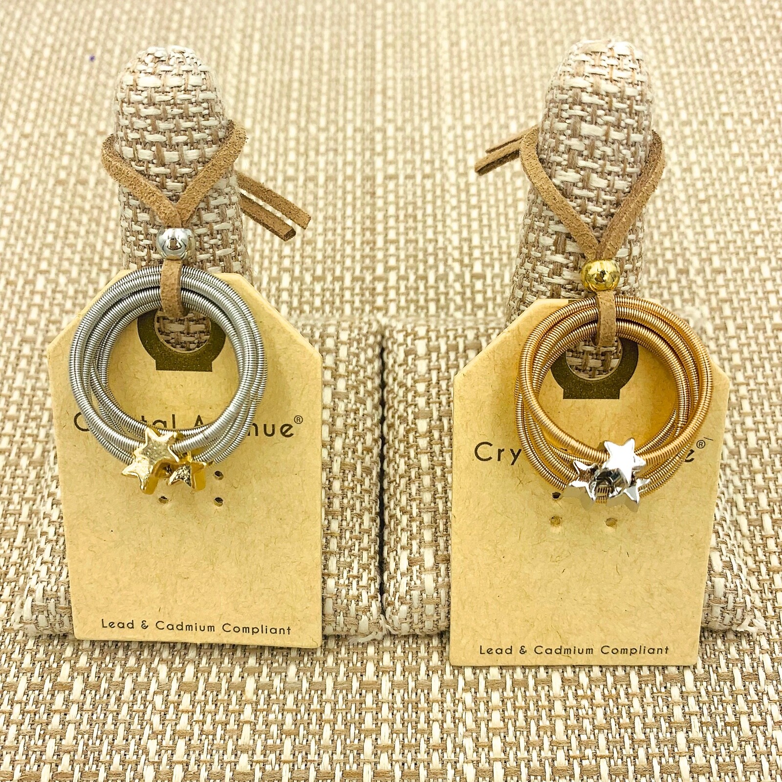 Guitar String Ring Stretch Star Charm in Silver or Gold Color