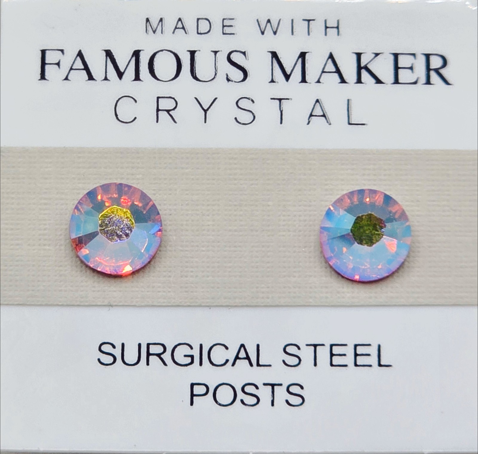 Pink Silver Round Stud Earrings 7mm Crystal Made with Swarovski Element AB