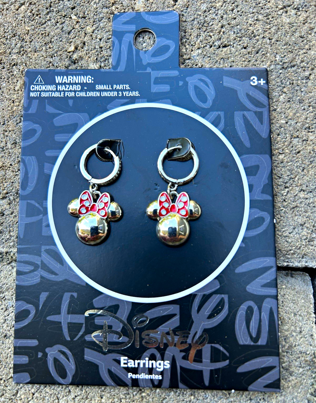 Disney Minnie Mouse Dangle Hoop Earrings Silver Tone Red Bow Enamel MM4216