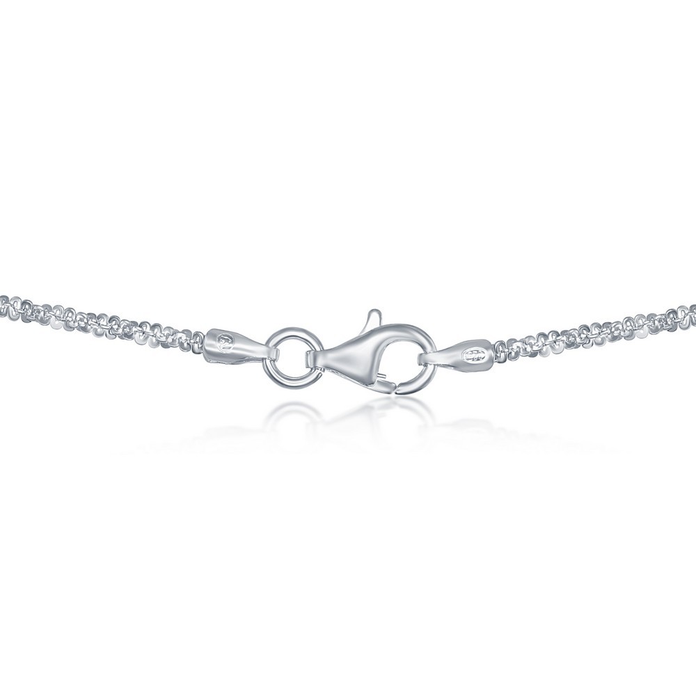 Classic Women’s Chain Sterling Silver Sparkle Rhodium Plated Silver, 16 inch