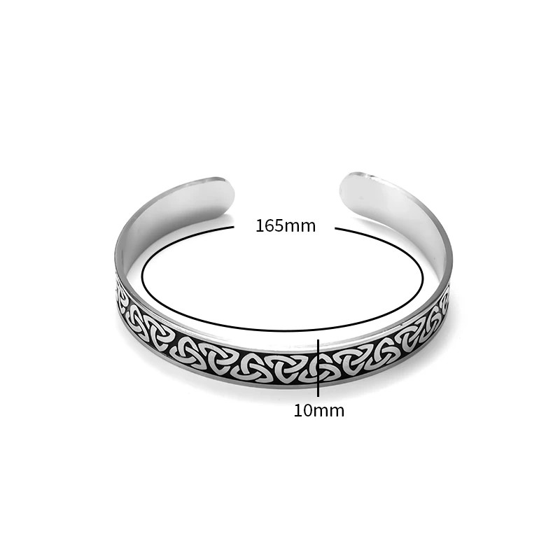 Stainless Steel Vintage Nordic Irish Celtic Knot Open Bracelet for Men and Women