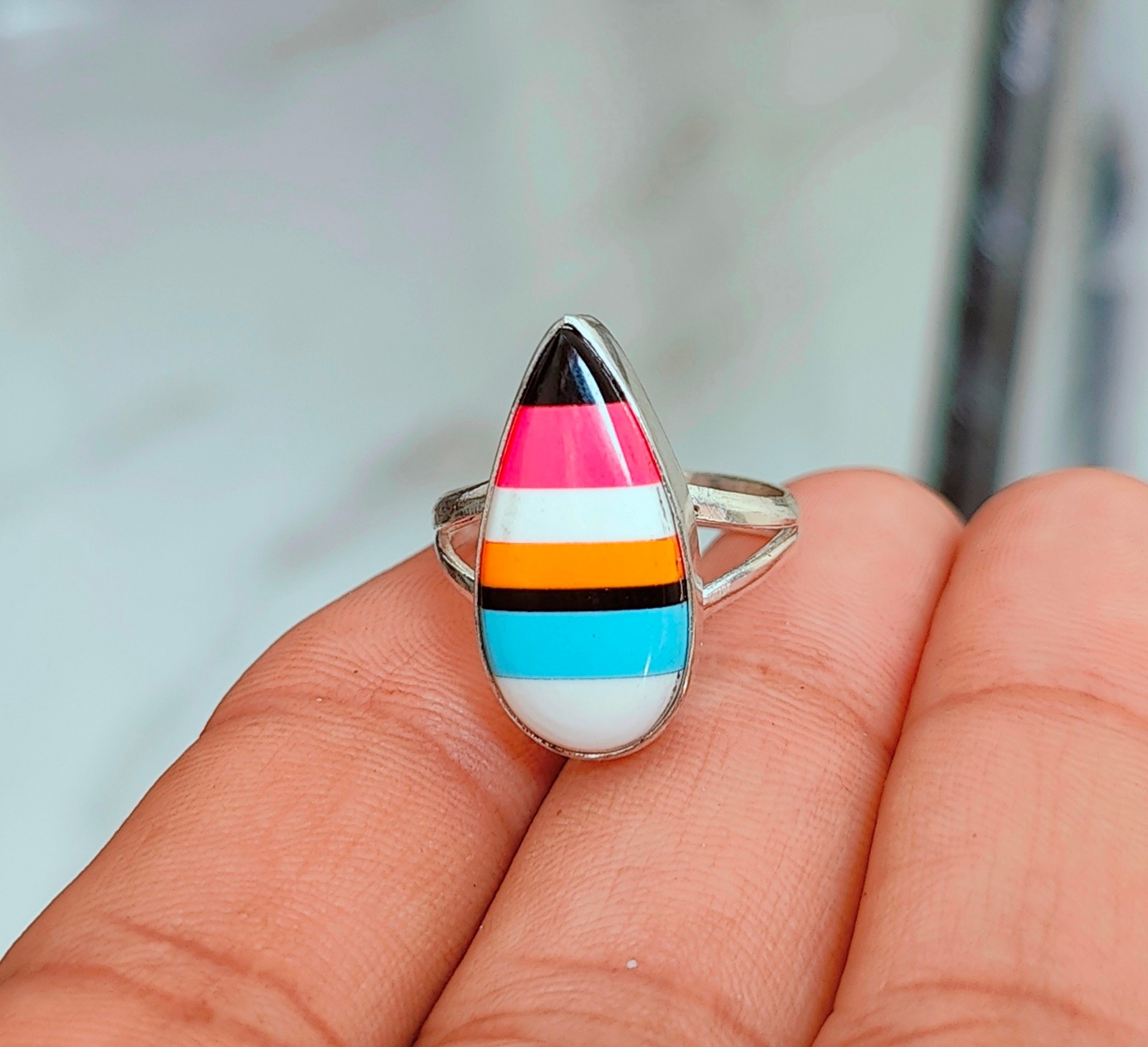 Candy Composite Gemstone Ring 925 Silver Handmade Jewelry For All Size
