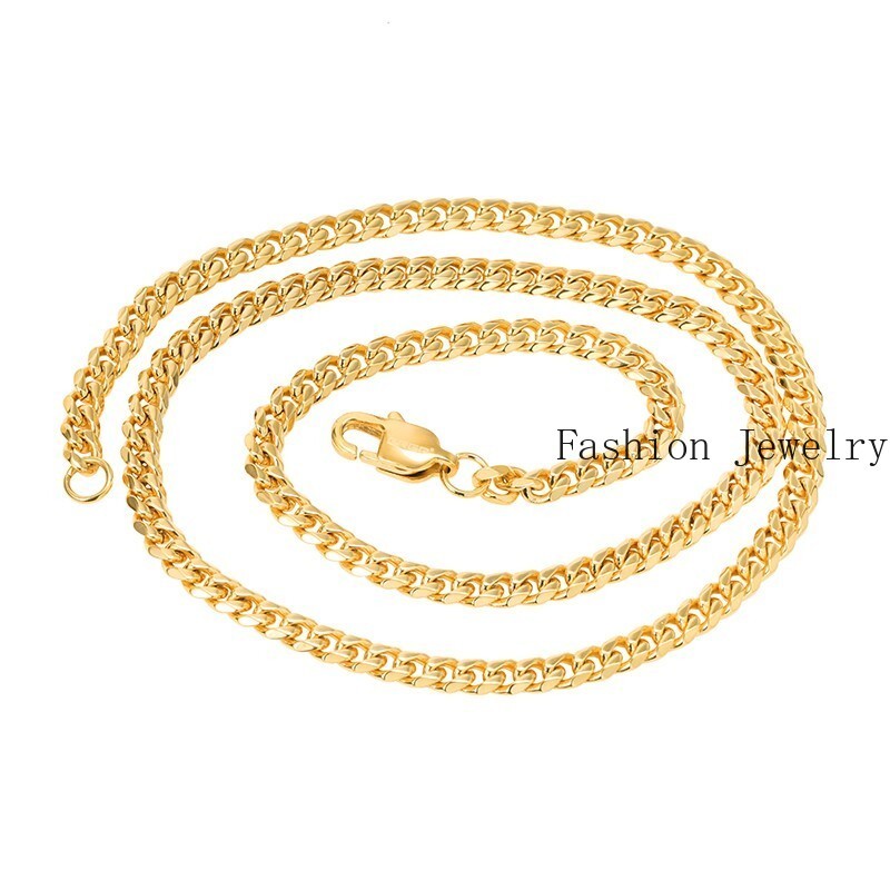 10K Solid Yellow Gold 3-5mm Curb Link Chain Necklace