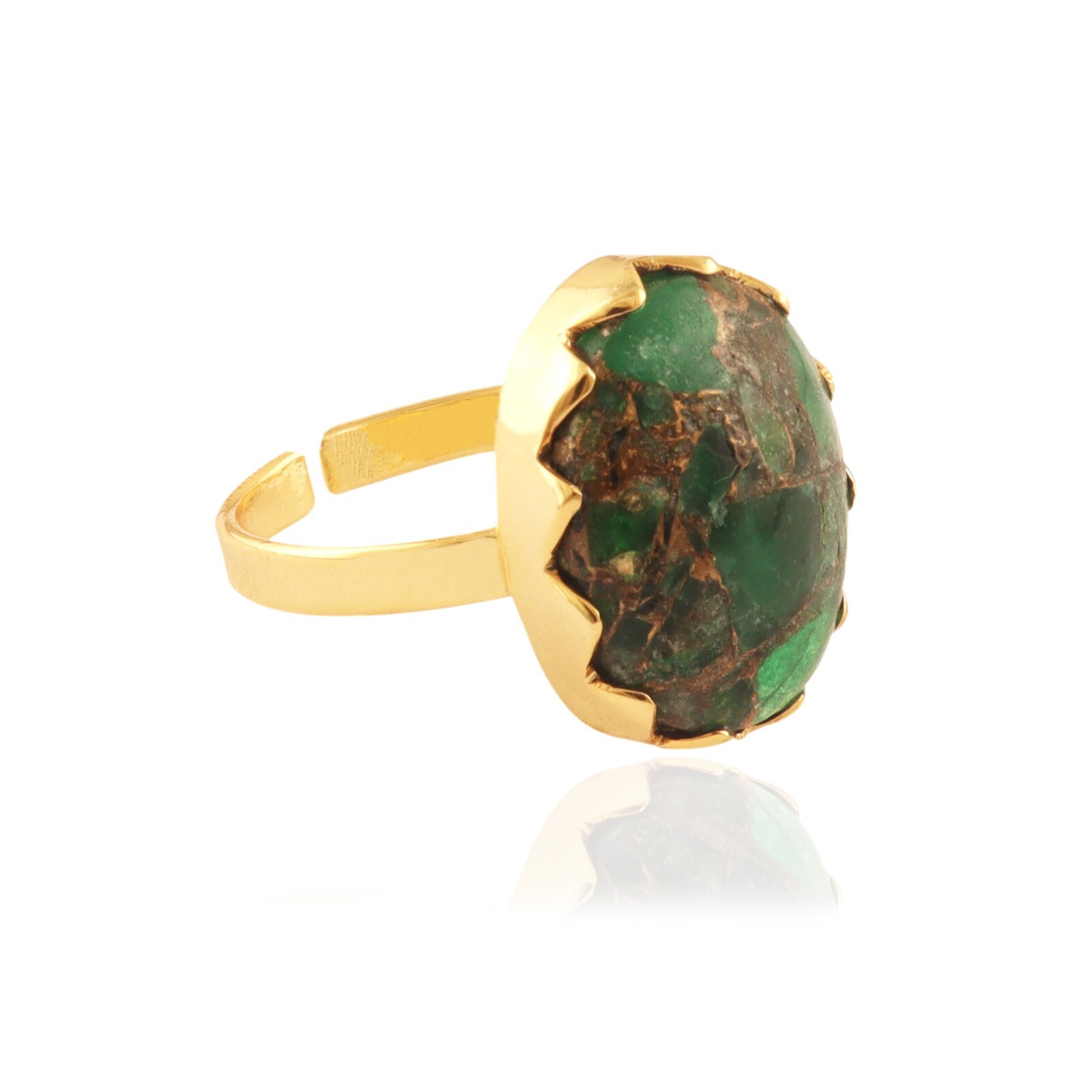 Green Jade Quartz Copper Turquoise Mohave Turquoise Beautiful Ring Adjustable