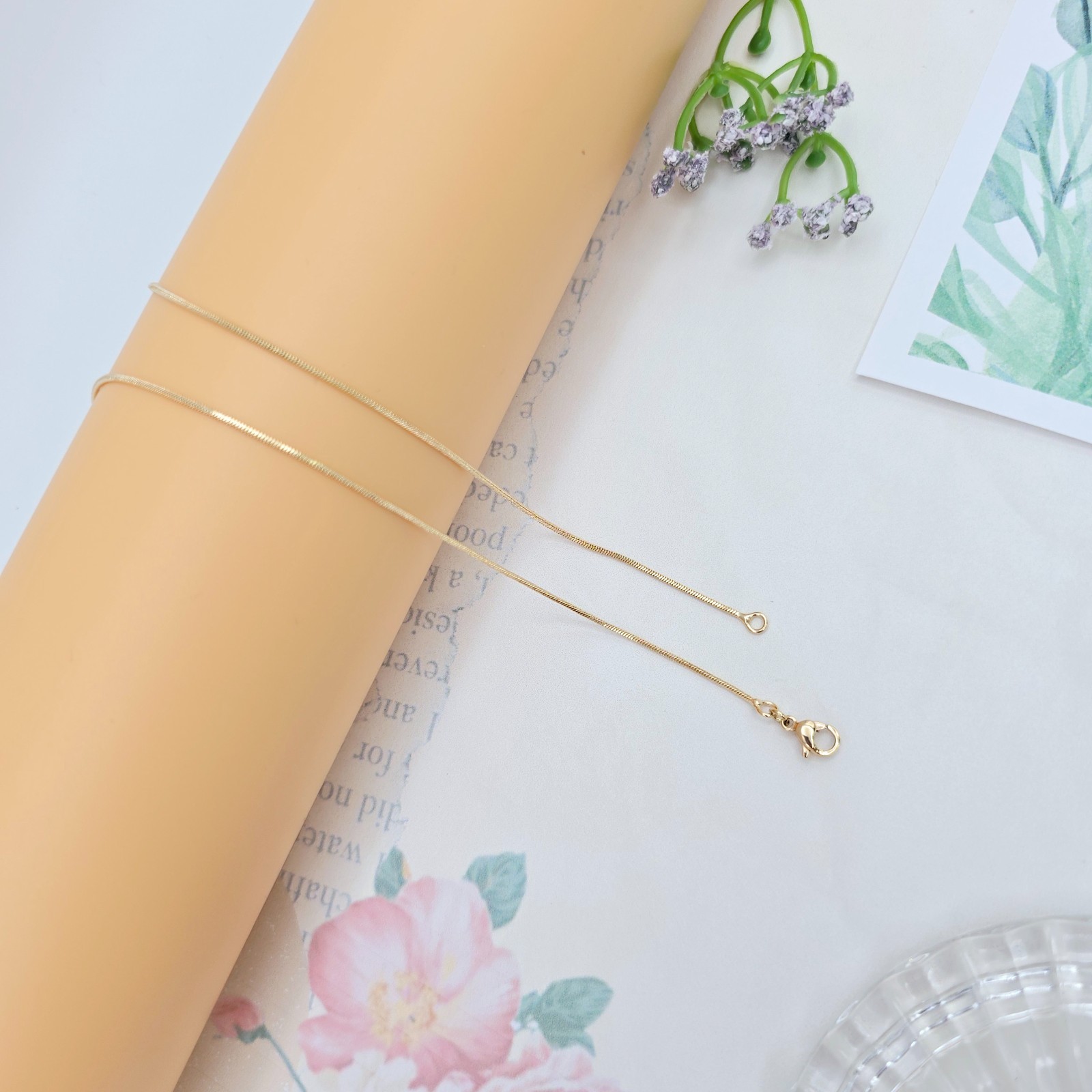 Flat Snake Chain Necklace for Women – 45cm , XPNL0047 Minimalist Rose Gold