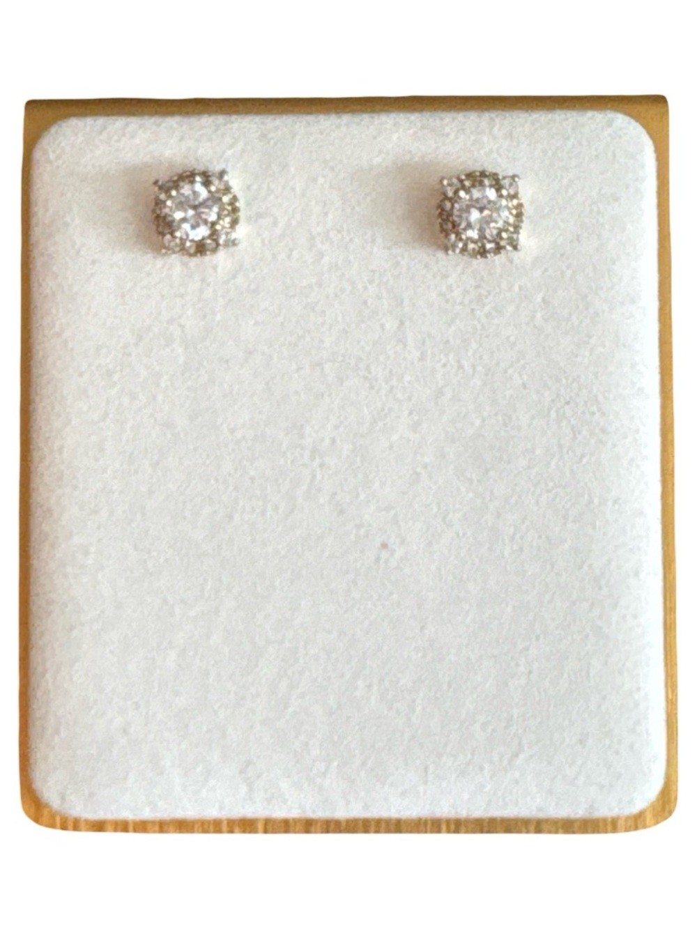 Source Unknown Silver and Gold Tone Crystal Halo Stud Earrings