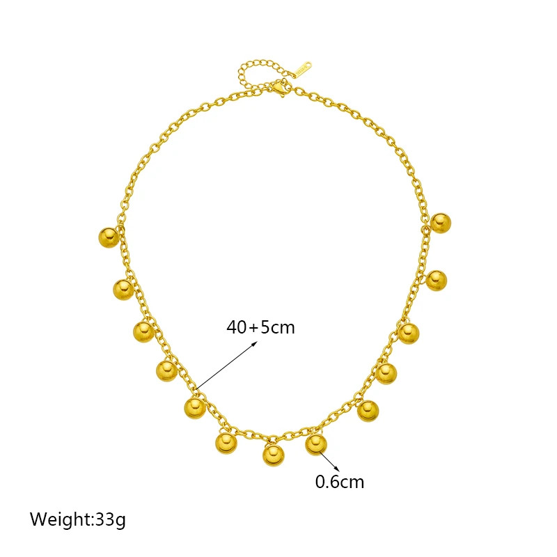Ball Bead Chain Necklace 316L Stainless Steel Imitation Pearl Women Jewelry