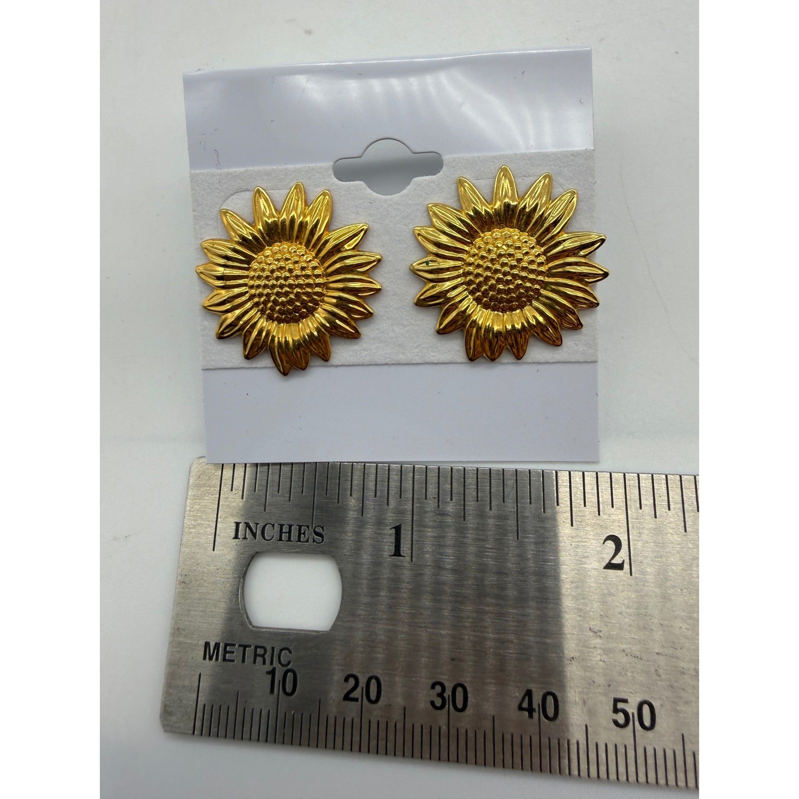 Gold Sunflower Stud Earrings Large Floral Nature Inspired Summer Jewelry NEW