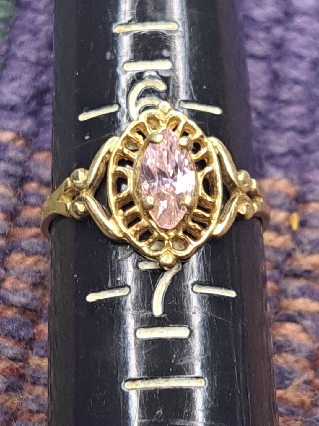 Ring 1 Carat Pink Gemstone Ring in 10K Solid Yellow Gold Size 6.5 11-14