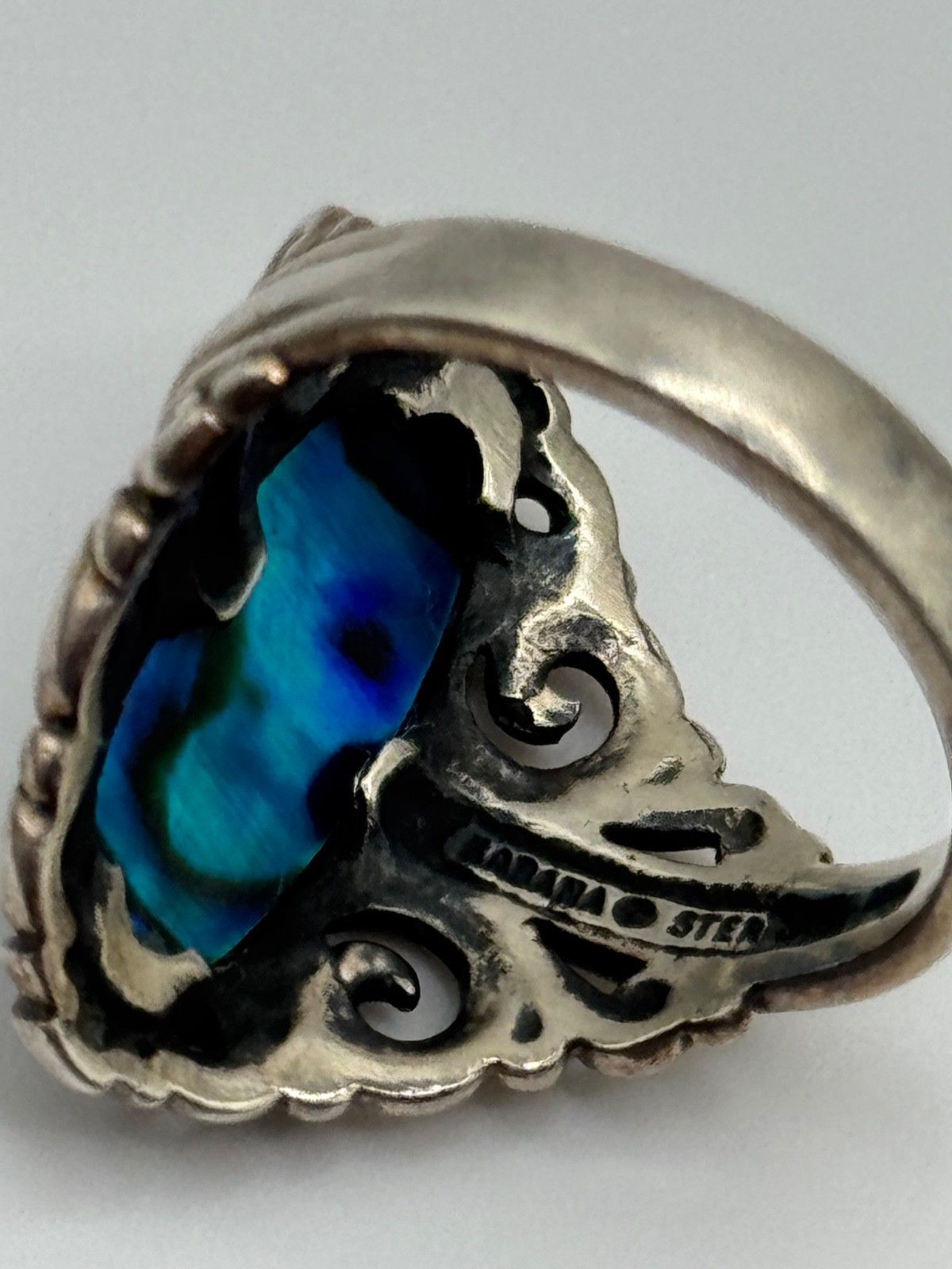Kabana Sterling Silver Abalone Shell Ring Size 8